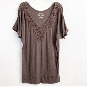 Bohemian Brown V-neck Top. Sz Medium